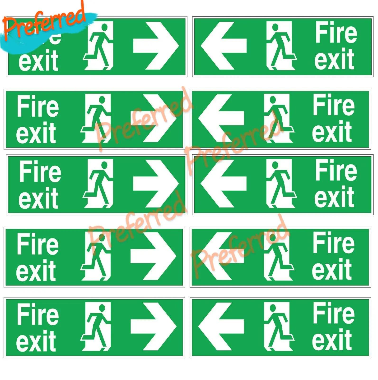 Fire Exit Sticker Sign Emergency Escape Fire Drill Glass Door Stickers Wall Stickers Laptop Trunk Guitar Vinyl Sticker 30*10cm