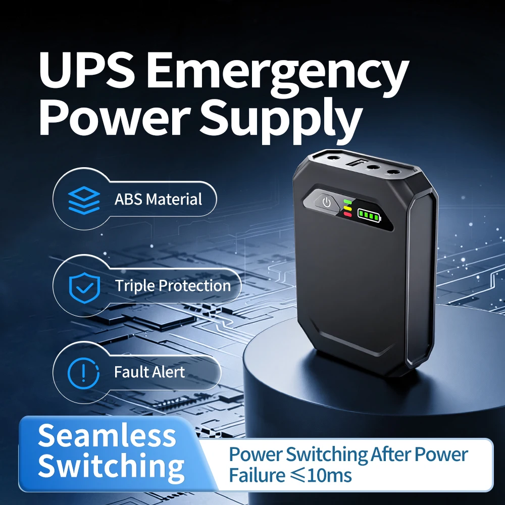 Mini UPS Emergency Power Supply 5V 9V 12V Output 18650 Replaceable Battery for Router NAS Modem & Network Equipment(No Battery)
