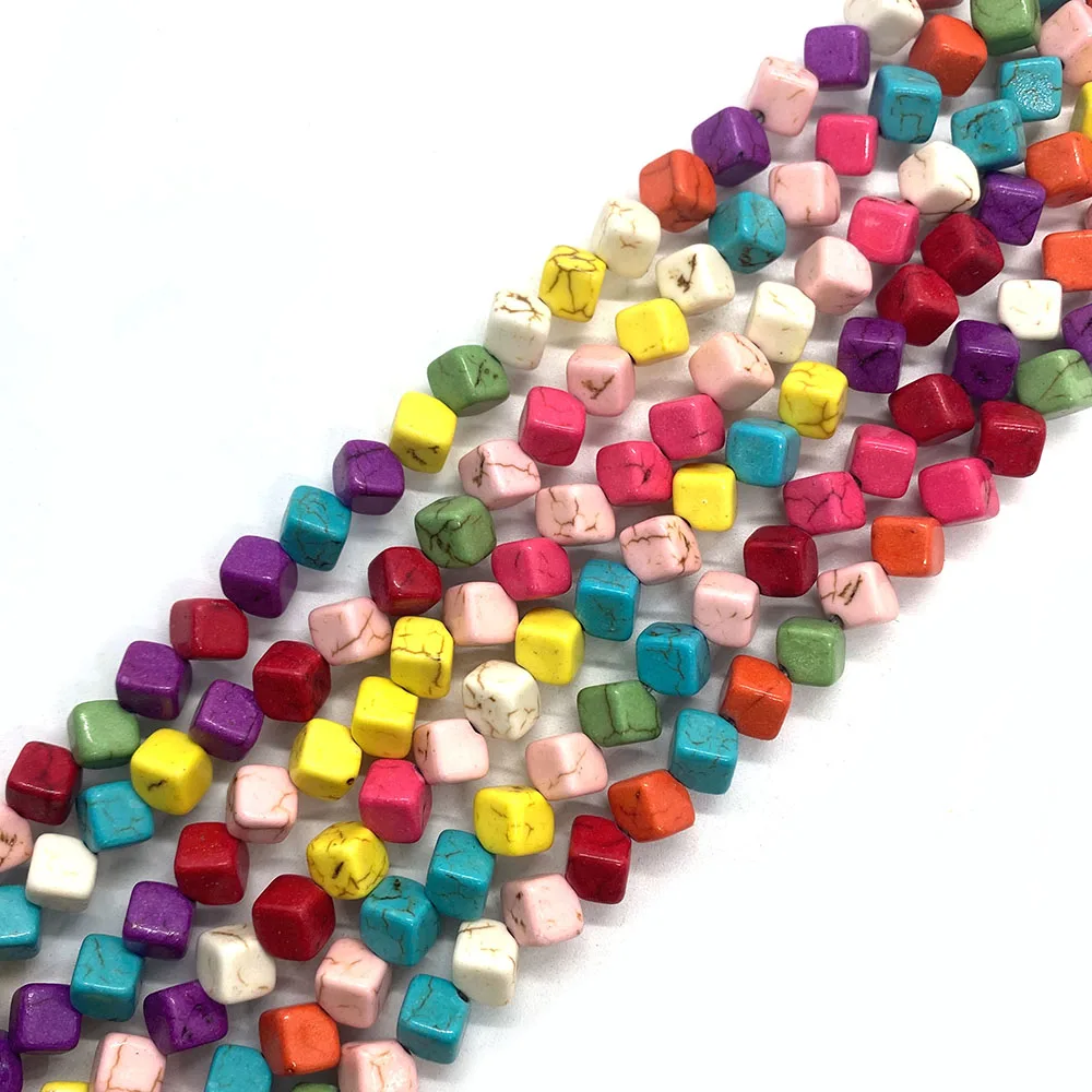 Classic Color Synthetic Pine Stone Cube Beads 6-10mm Charm Jewelry Versatile DIY Fashion Necklace Earrings Bracelet Accessories