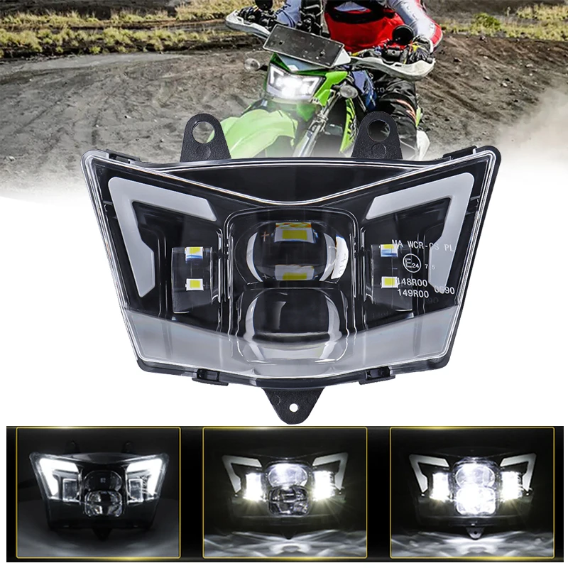 

New E24 Headlight Assembly For KAWASAKI KLX250 KLX150 D-Tracker 125 KLX 150 Dirt Bike Motocross Racing LED Light Head Lamp DRL