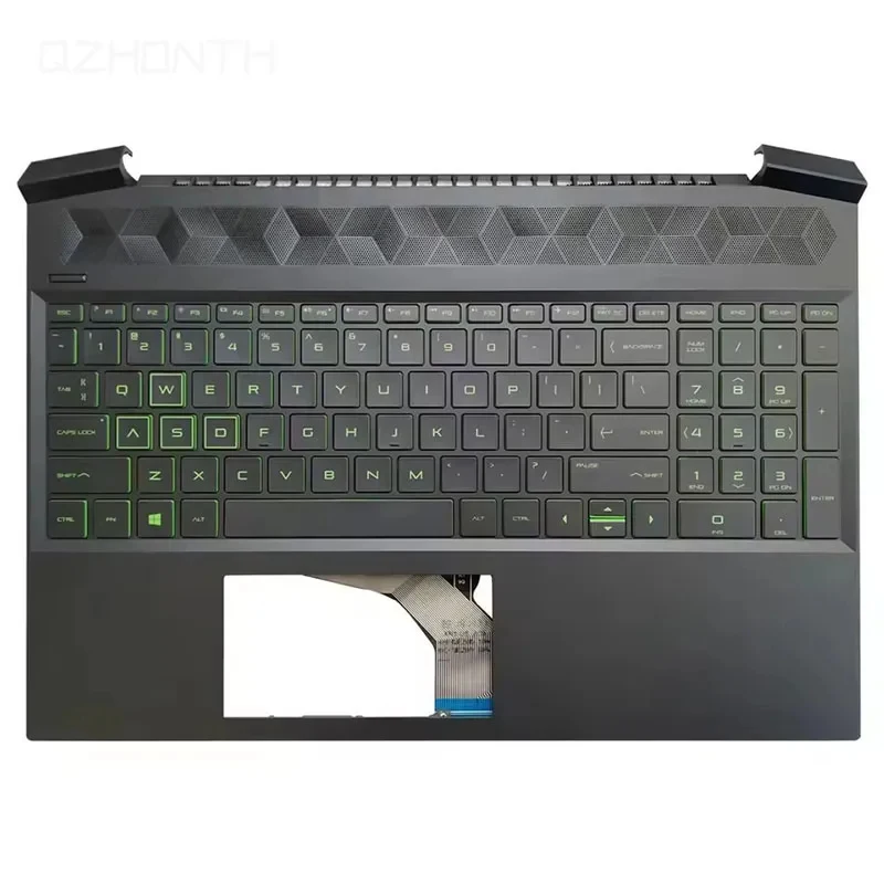 New Palmrest with Green Backlit Keyboard For HP Pavilion 15-EC L72597-001 L72598-001