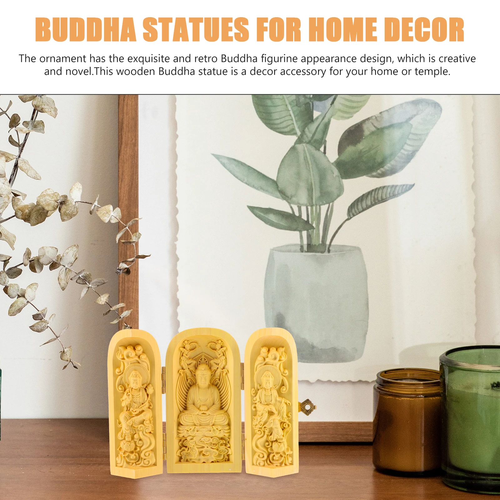 

Zen Decor Buddha Statue Ornament Decoration Sculpture Boxwood Chanting Figurine