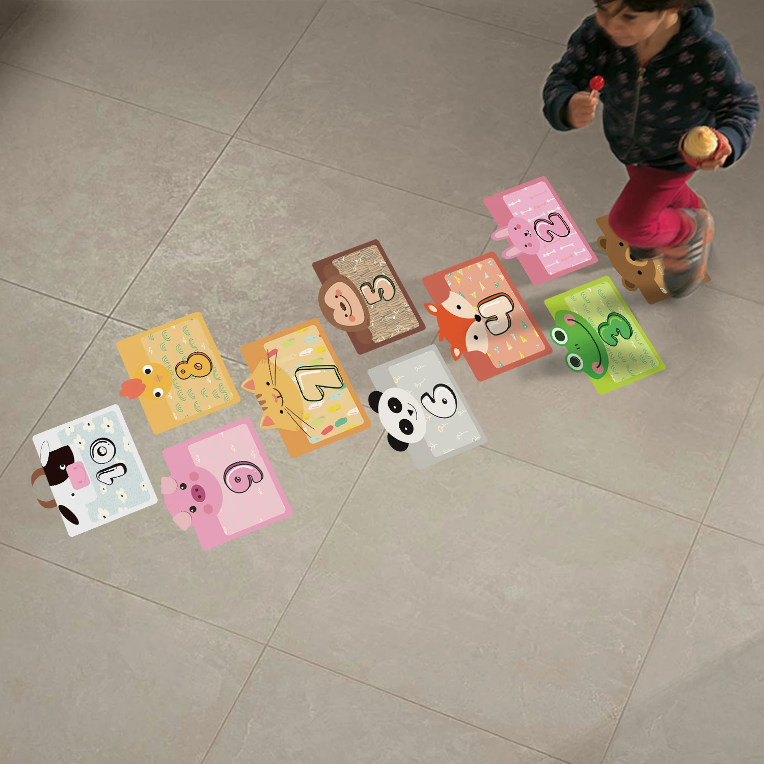 

Cartoon digital grid hopscotch game floor stickers parent-child gift home living room kindergarten decoration waterproof removab