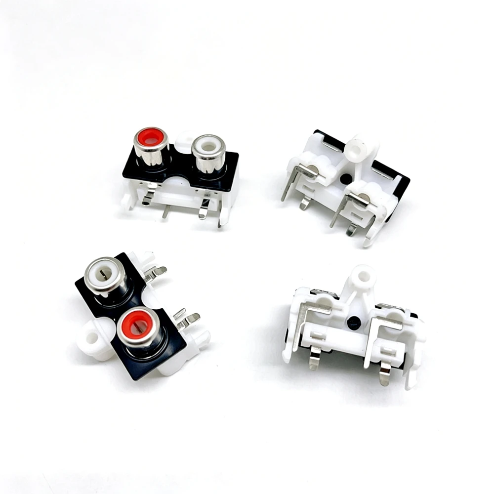 5pcs RCA 2 Pin Red + White Female Audio Video Plug Jack AV Socket Input and Output Dual Channel Connector