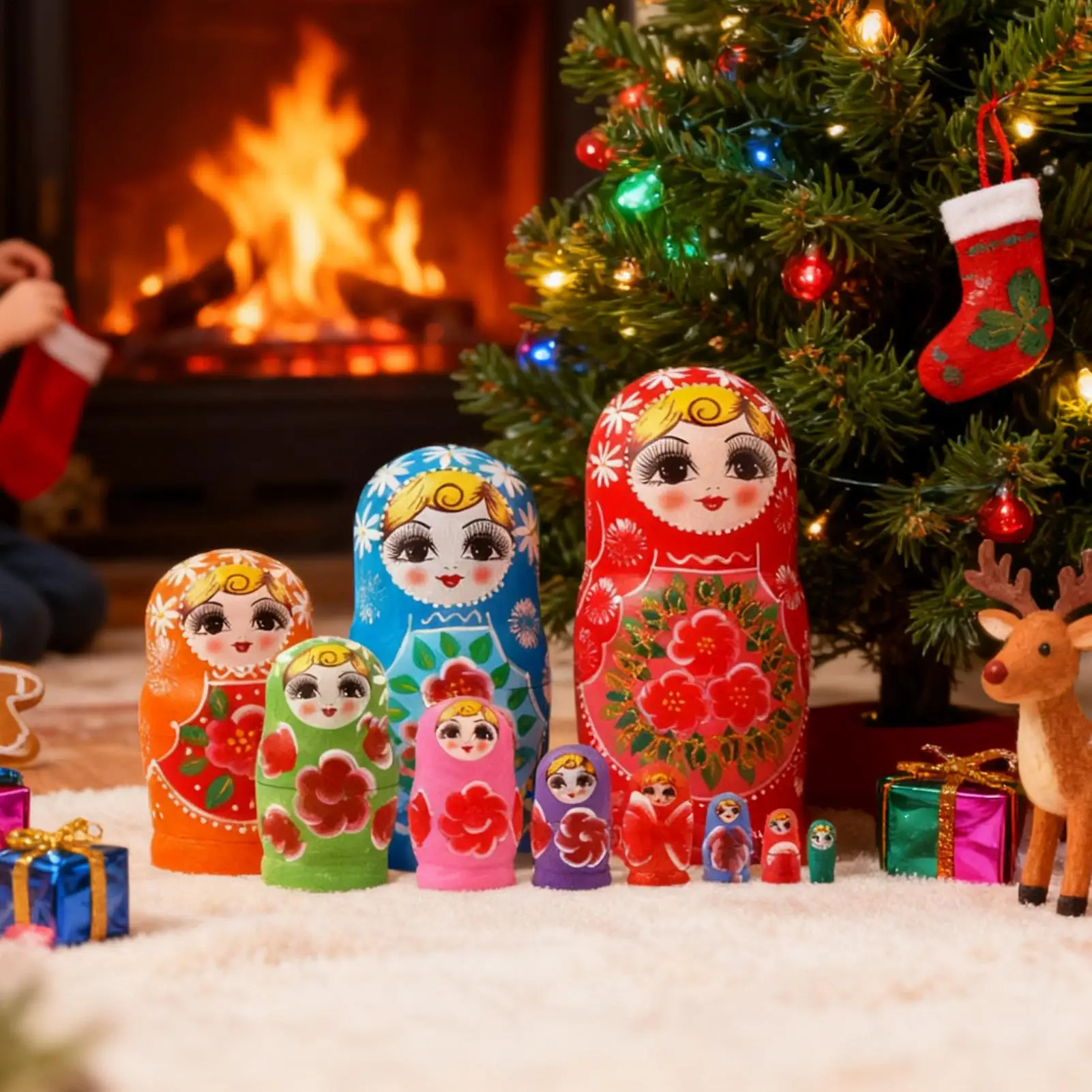 دمى التعشيش الروسية 10 قطع ألعاب تعليمية خشبية دمى التعشيش الروسية ألعاب التراص لتعلم الترفيه والتعليم