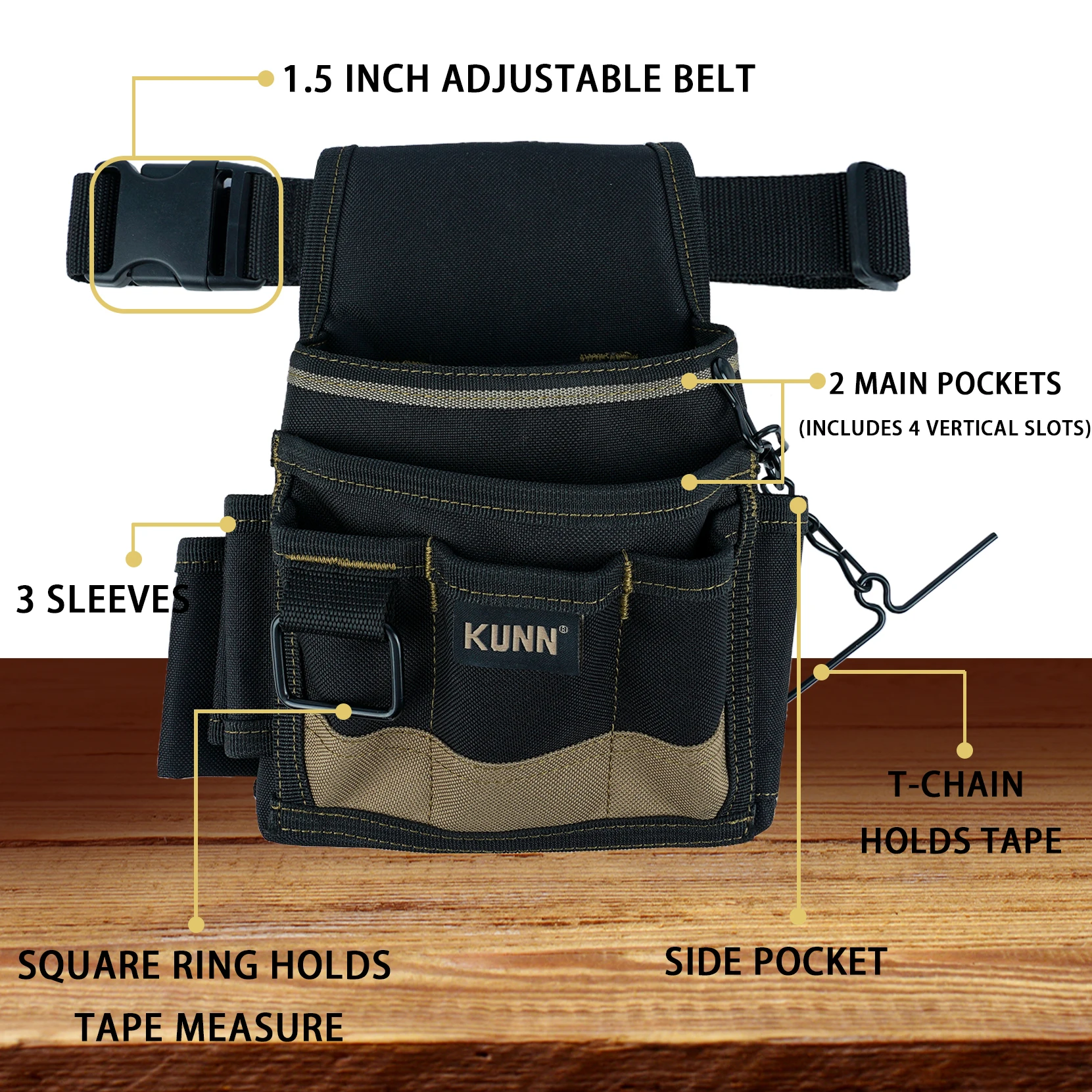 KUNN Electrician Tool Pouch,1680D Durable Tool Pouches with Belt Clip,Professional Electrician Pouch for Maintenance Tradesman