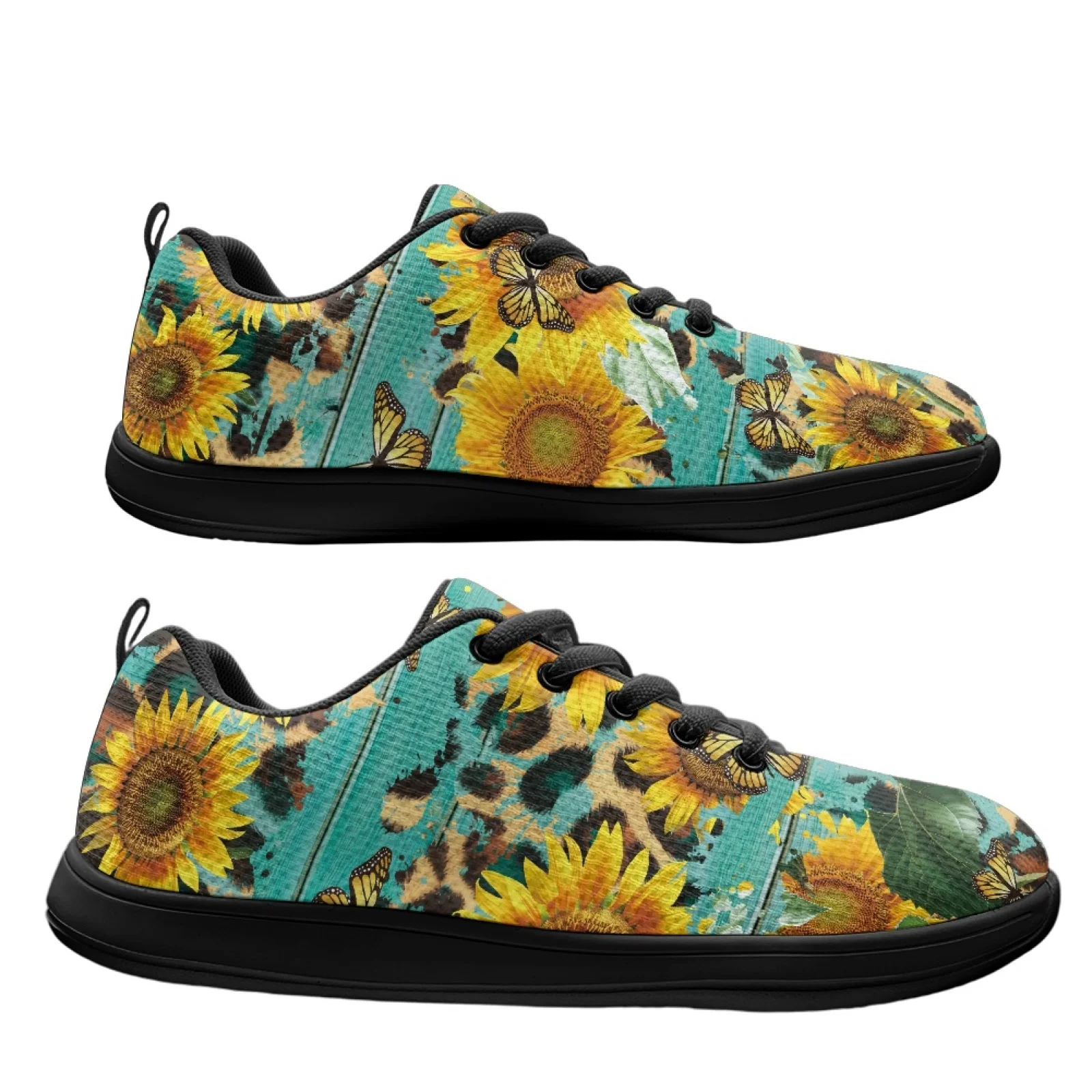 PENSTROLL Sunflower Leopard Print Fashion Sneakers Walking Shoes for Men for Mens Breathable Running Shoes