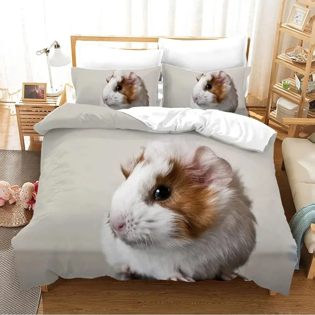 

Guinea Pig Duvet Cover Set Cute Kawaii Wild Animal King Queen Size for Kids Boys Girls Polyester Comforter Cover with Pillowcase