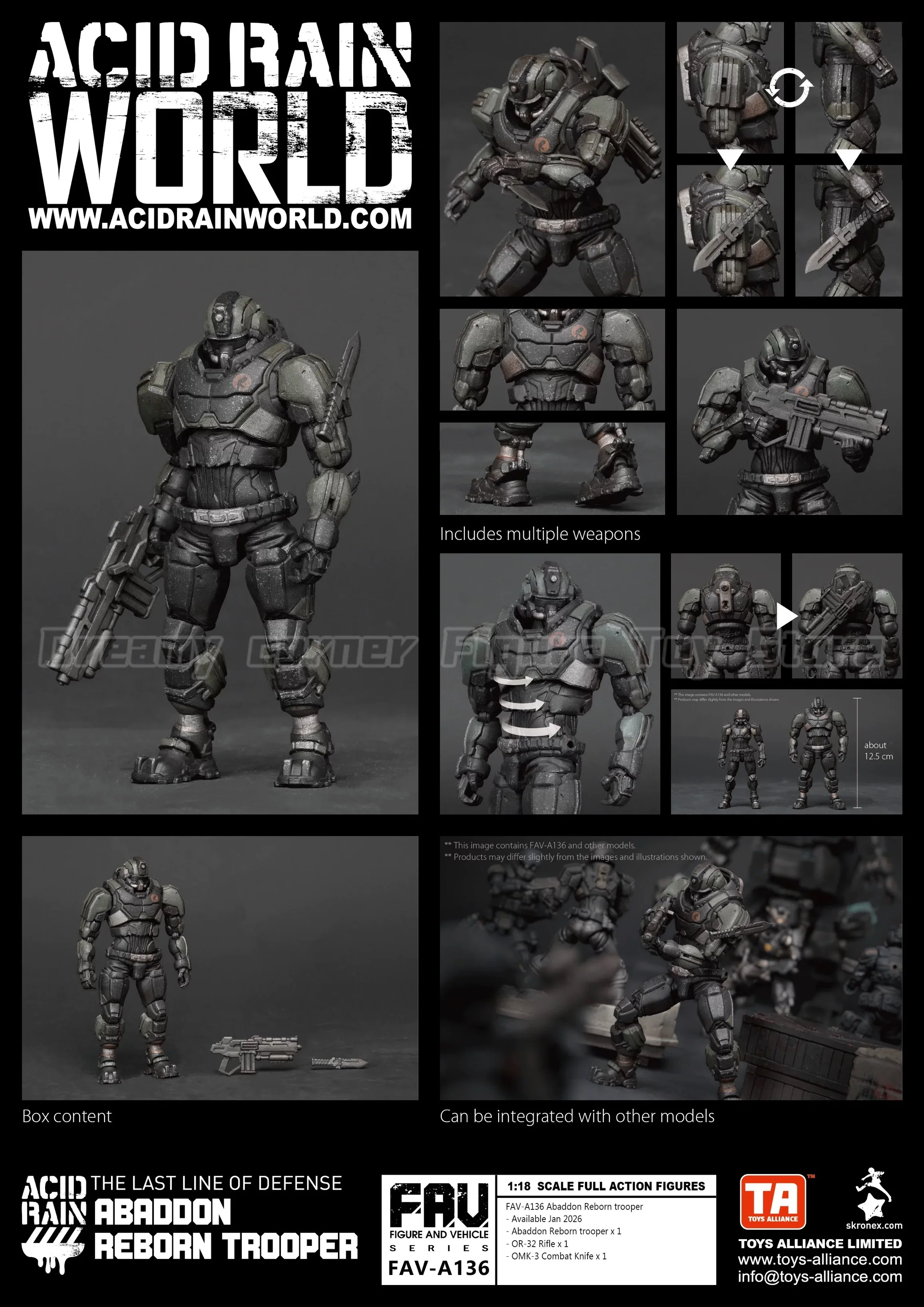 

【In Stock】Acid Rain War FAV-A136 Abaddon Reborn Trooper 1/18 Action Figure Model Ornament Toy