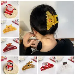 Deer Christmas Elk Hair Claw Kawaii Penguin PVC Snowman HairClip Korean Geometric Santa Claus Shark Clip Party Hair Accessories