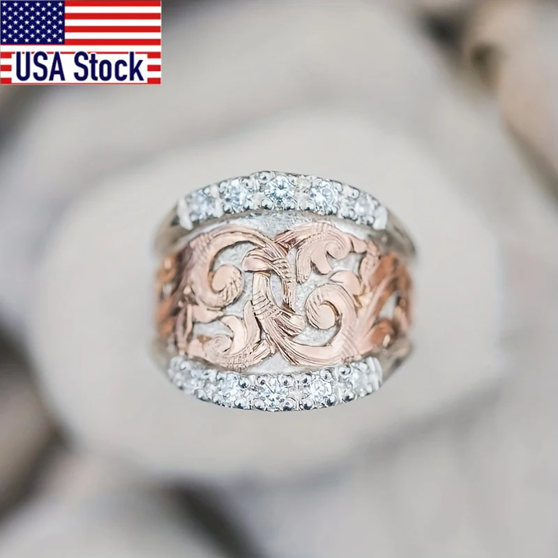 1 قطعة حلقة واسعة منقوشة بلونين - قطعة واحدة من مجوهرات شخصية كلاسيكية للسيدات #3