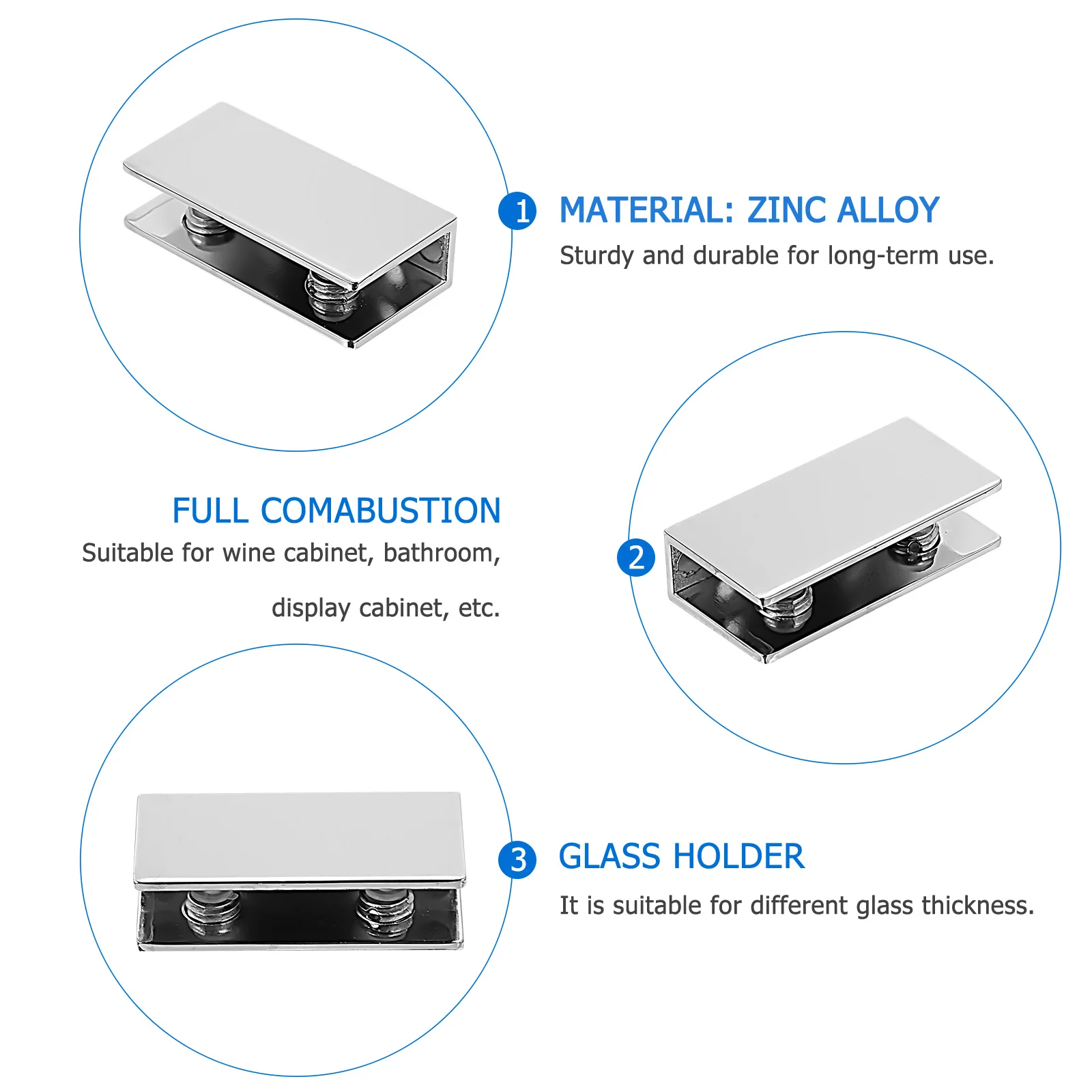 

4pcs Glass Clamp Bracket Zinc Alloy Adjustable For 10Mm Thickness Rubber Layer Panel Fixing Clamps Shelf Mounting Holder