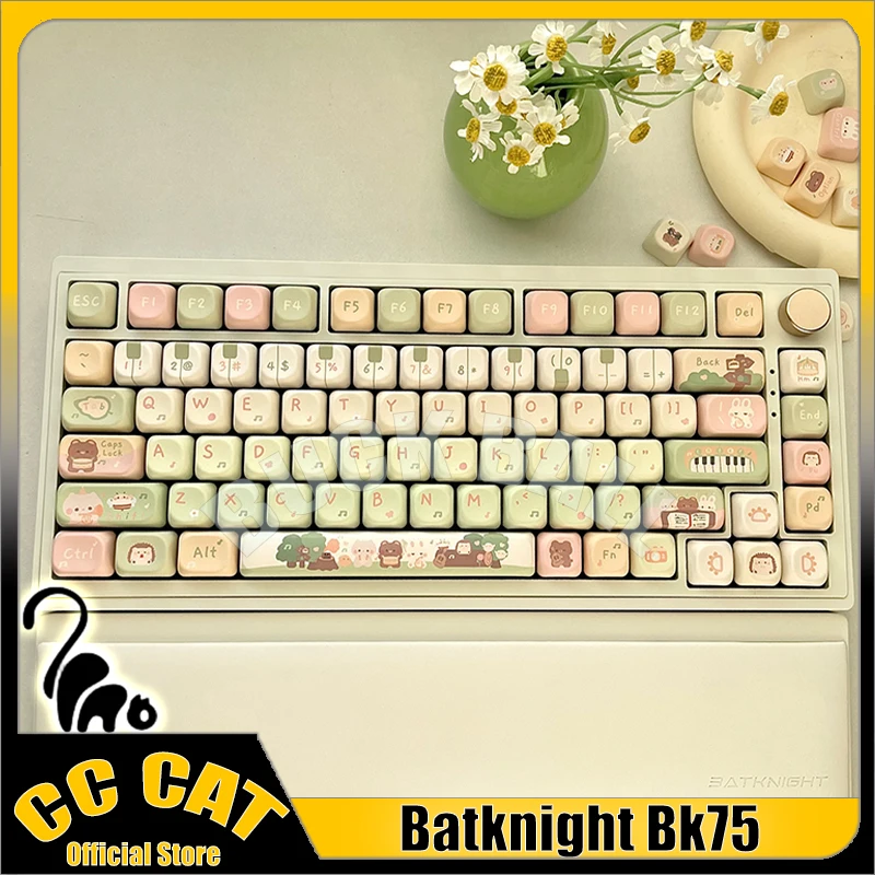 

Batknight Bk75 Plus Wireless Mechanical Keyboard With Hand Support 3 Mode Bluetooth 2.4g Wired Keyboard Pc Plate Gaming Keyboard