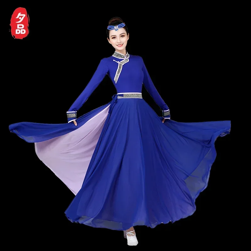 Mongolian performance clothes, ethnic minority clothes, modern style dance art test dress set single piece