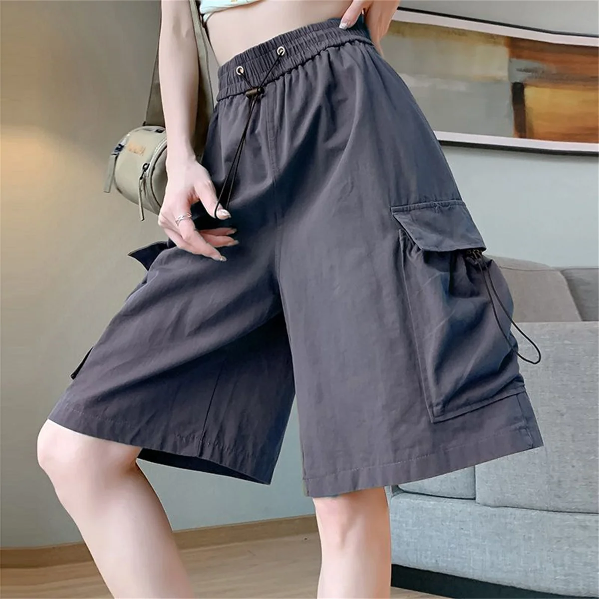 Fashion Men Women Cargo Shorts Summer Women's Classic Fashion Brand Lightweight Drawstring Summer High Street Hip Hop Shorts