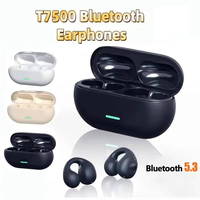 T7500 Bluetooth Earphones Wireless HiFi Stereo Sports Earphones Bone Conduction Headphones With Mic For Game Music