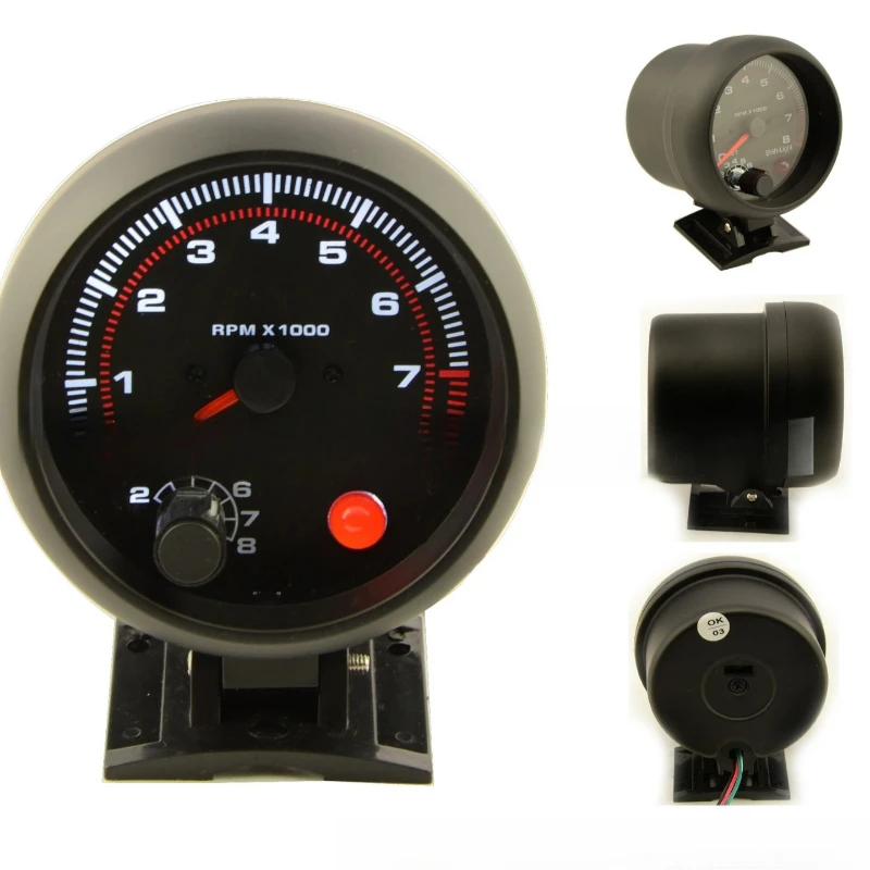 

3.75-inch black face black shell car tachometer, car instrument modified racing car instrument
