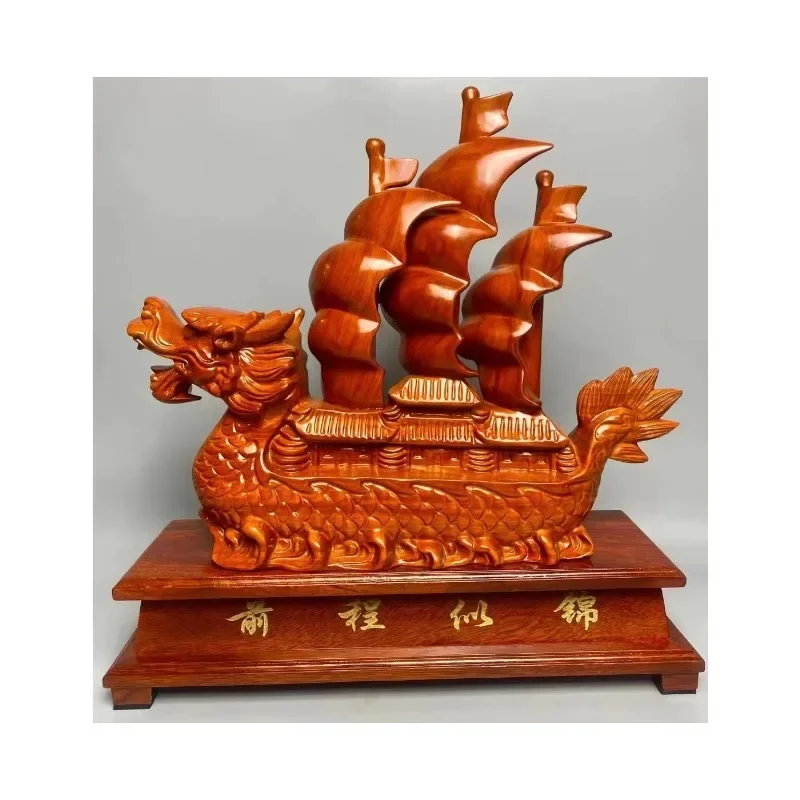 Feng Shui Sculpture Sailboat Zhaocai Dragon Statue