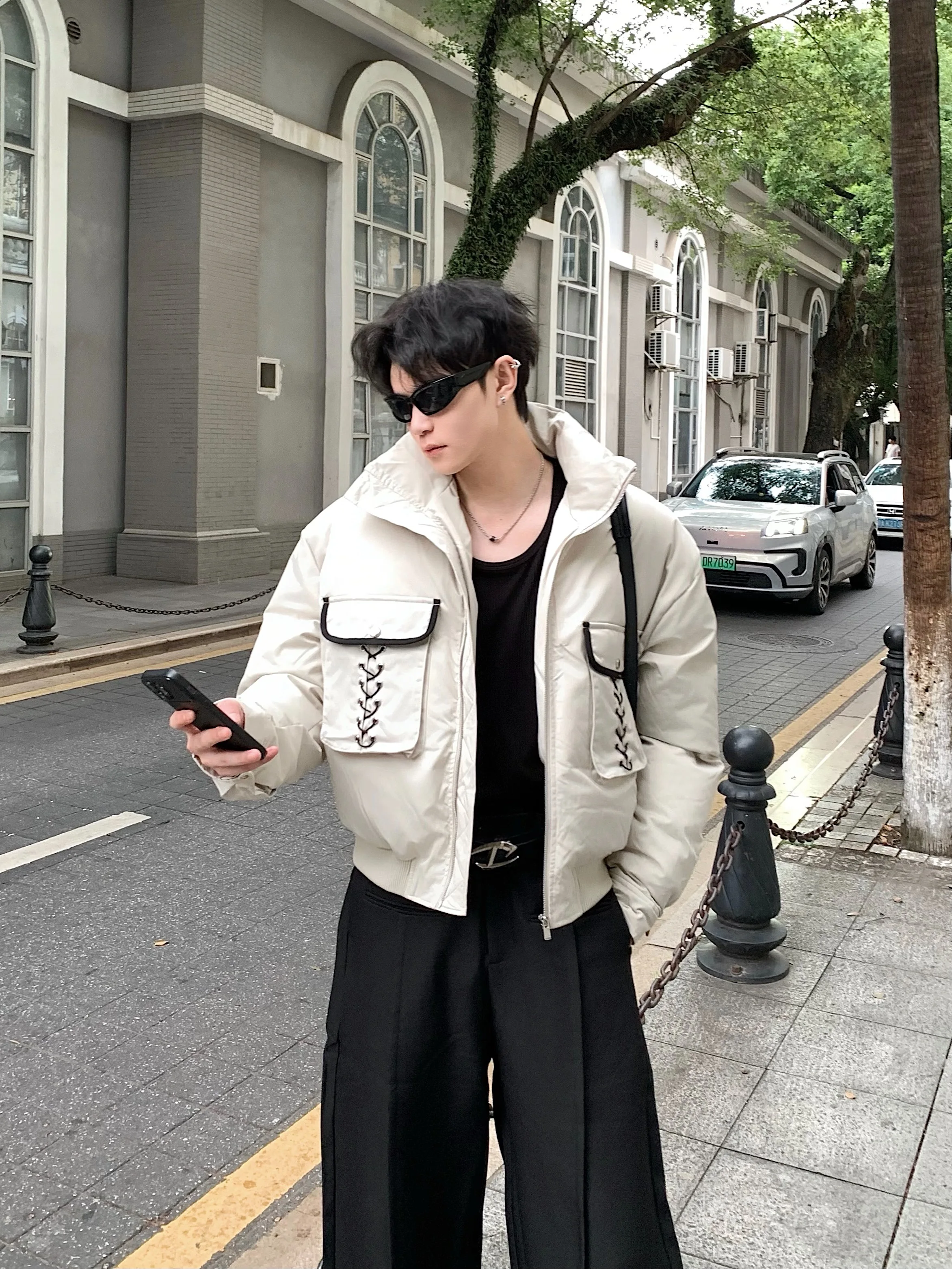 سترات رجالية جديدة لخريف 2025 بألوان متباينة وياقة واقفة سترات سميكة راقية معاطف باركاس أنيقة وسيم فضفاض مريح #5