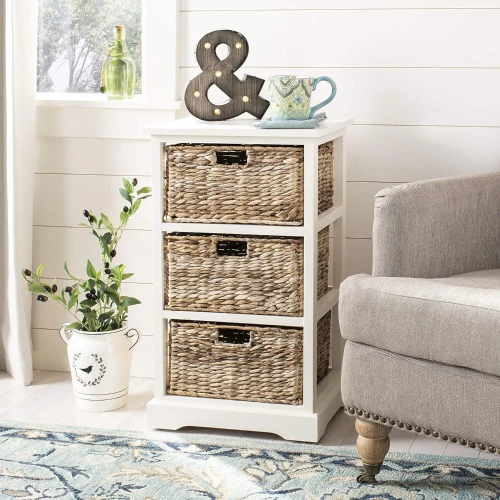 

Safavieh American Homes Collection Halle Distressed Black 3 Wicker Basket Storage Side Table