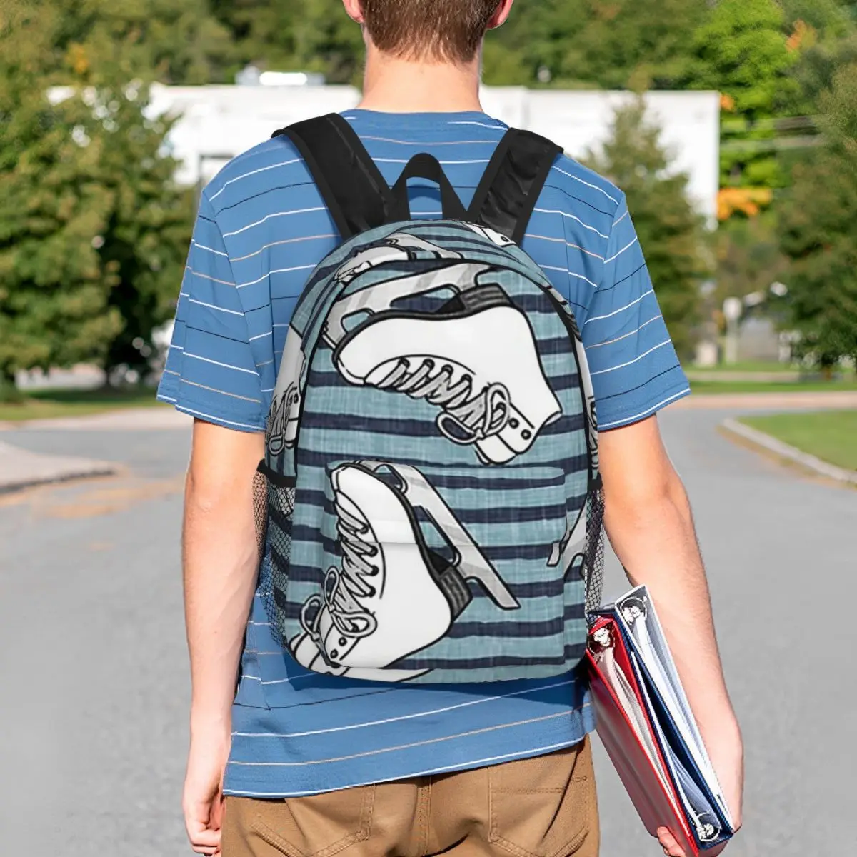 Colorful Ice Skates Pattern Backpack Student BookBag Kids School Bag Computer Shoulder Bags for Boys Girls