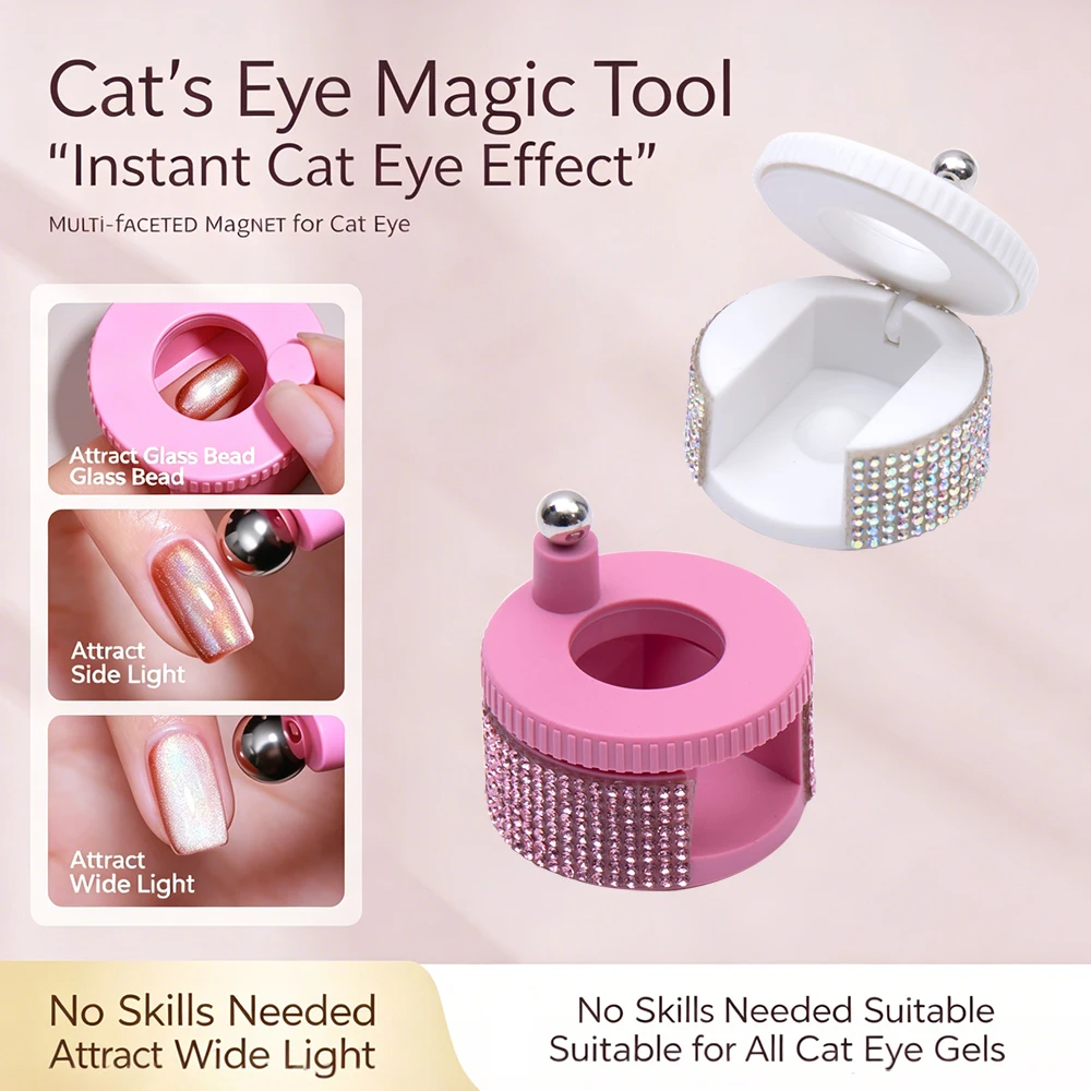 Automatic Rotating Nail Art Bead Suction Device For Cat Eye Nails Perfect For Beginners With Super Strong Magnets and Wide Beam
