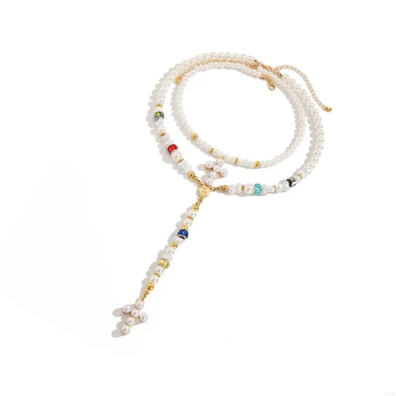 Multi Purpose Vintage Simulated Pearls Necklace Adjustable Clasp for Multi Layer Stacked Everyday or Formal Accessories