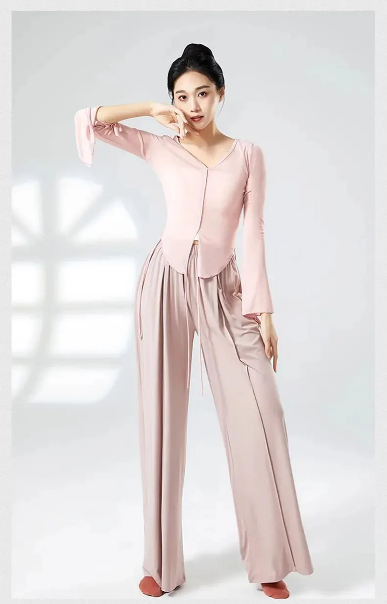 Pantalon de danse classique élégant pour femmes, pantalon de danse moderne à jambes larges, doux et élastique, Yoga, rime corporelle, pantalon d'entraînement de Ballet