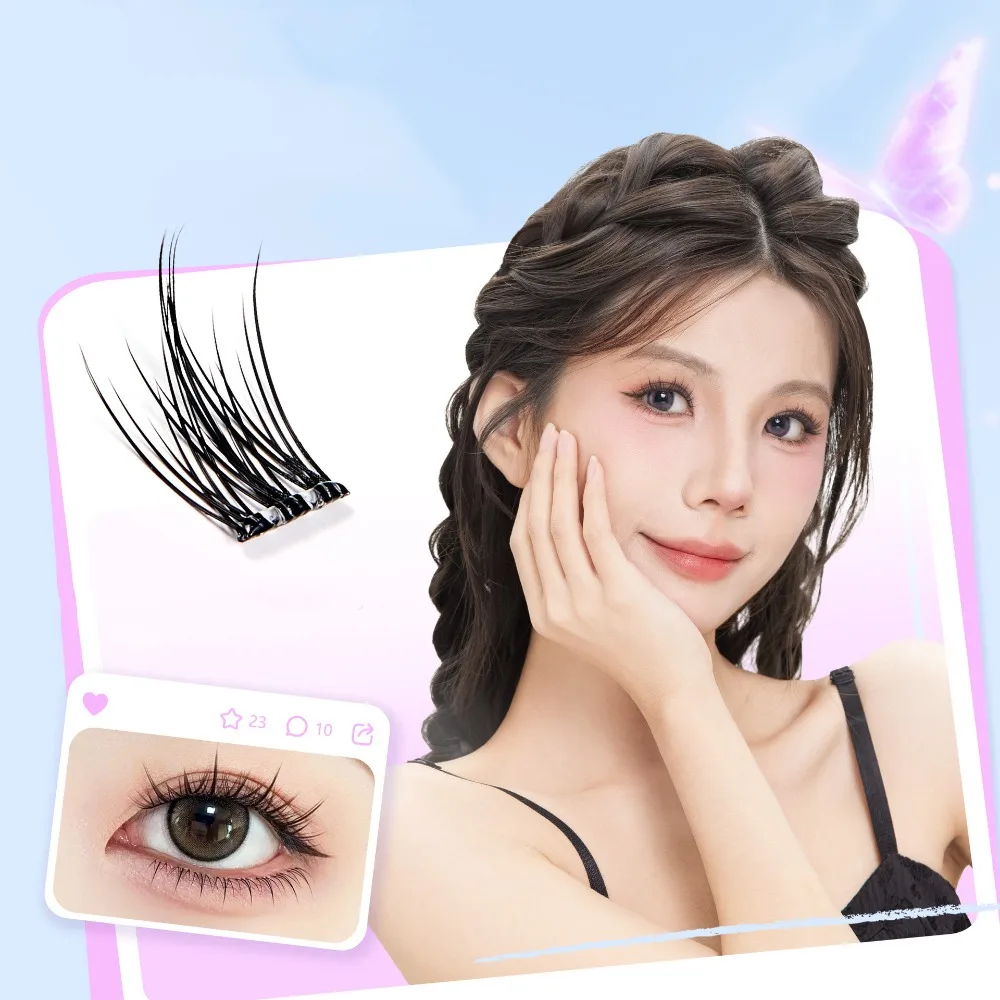 Grupos de pestañas autoadhesivos DIY a la moda, pestañas postizas adhesivas de Manga reutilizables, maquillaje fino, grupos de pestañas postizas para mujer