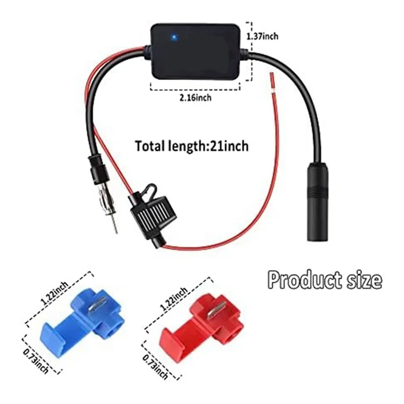 FORW-Amplifier Amplifier Memperkuat 25Db, Adaptor Antena Radio FM AM 12V Universal untuk Stereo Mobil, Audio, Radio, Media