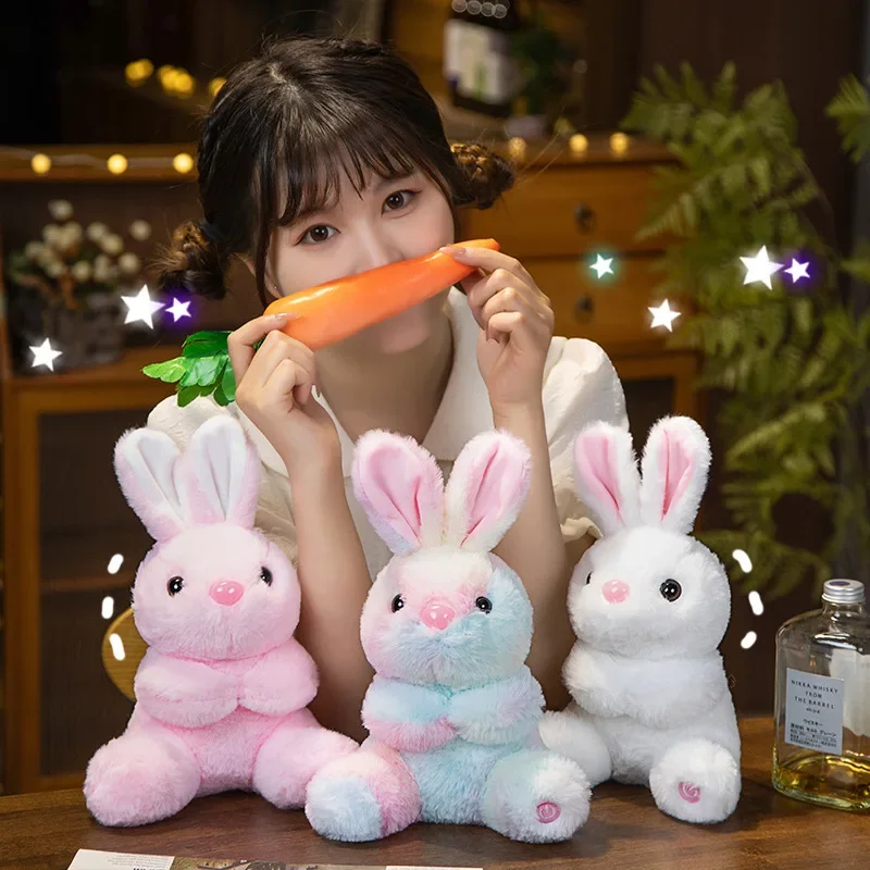 Kawaii Light Up กระต่าย Plush ของเล่นสีสัน Light Up ตุ๊กตาสัตว์ตุ๊กตากระต่ายตุ๊กตาของขวัญคริสต์มาสสําหรับเด็ก