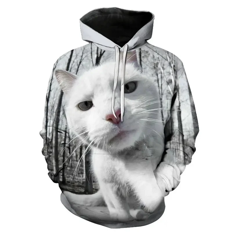 New Kawaii Hoodie 3D Printed Cat Oversize Mens Women's Sweatshirt Pullover Long Sleeve Oversized Hooded Sweatshirts Tops Clothes