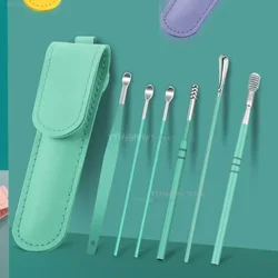 귀이개6Pcs/set Ear Wax Pickers Earpick Wax Remover Stainless Steel Piercing Kit Earwax Curette Spoon Care Ear Clean Toolear Cleaner