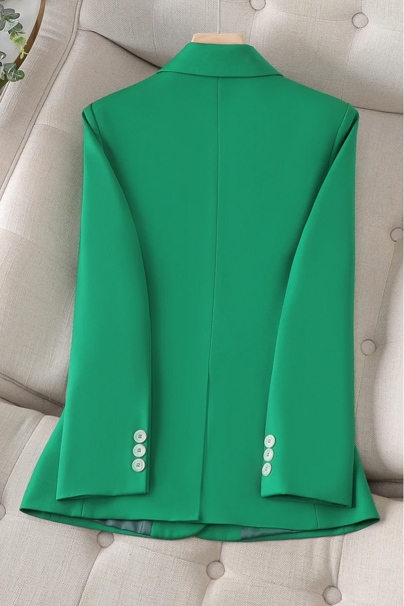 Nova moda primavera outono mulher meia-noite marinha duplo botão blazer casaco fino senhora do escritório jaqueta curta menina roupas casuais bla30