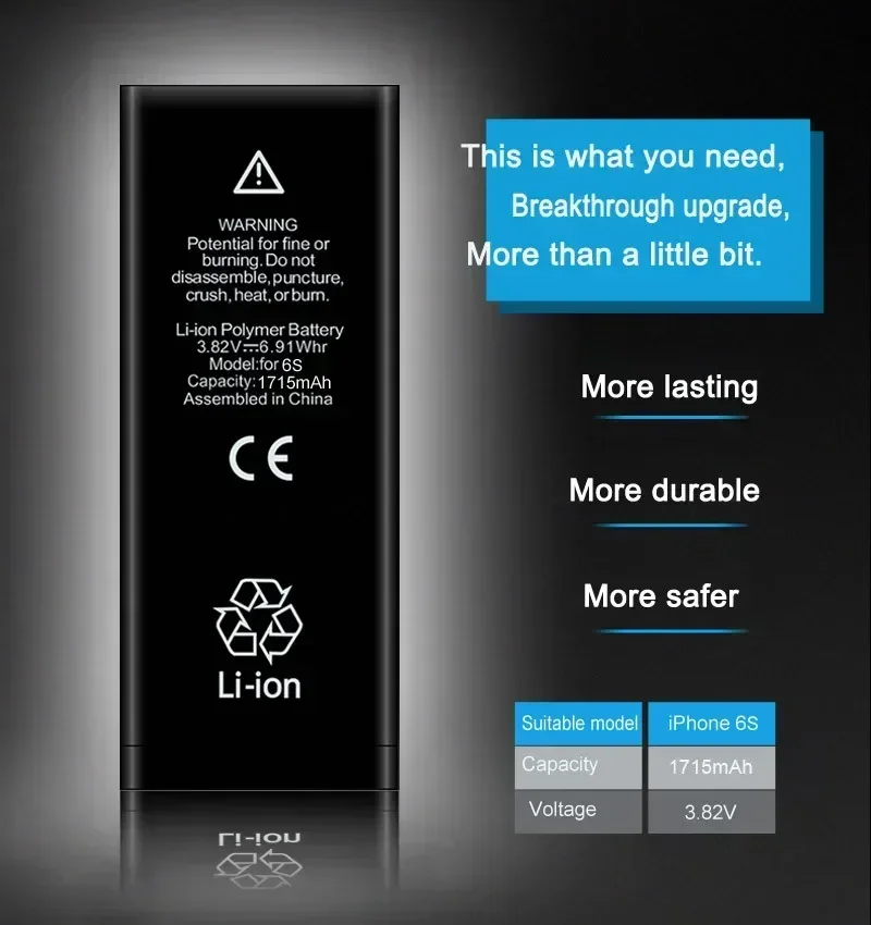 Batería de 0 ciclos de alta capacidad para iPhone 11, 11 Pro, 12 Pro, 12, 13, 14, 13 Pro, 14 Pro Max Mini + kit de herramientas gratis 3