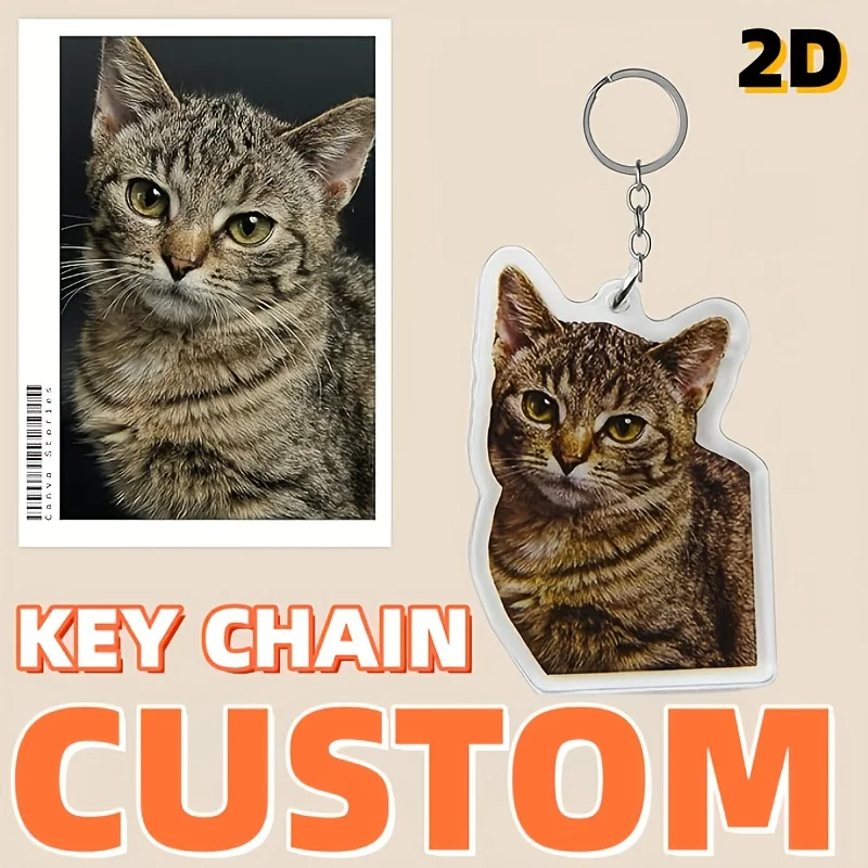 Custom Photo Keychain - Personalized Acrylic Keyring for Pets & Loved Ones, Double-Sided Portrait Keepsake