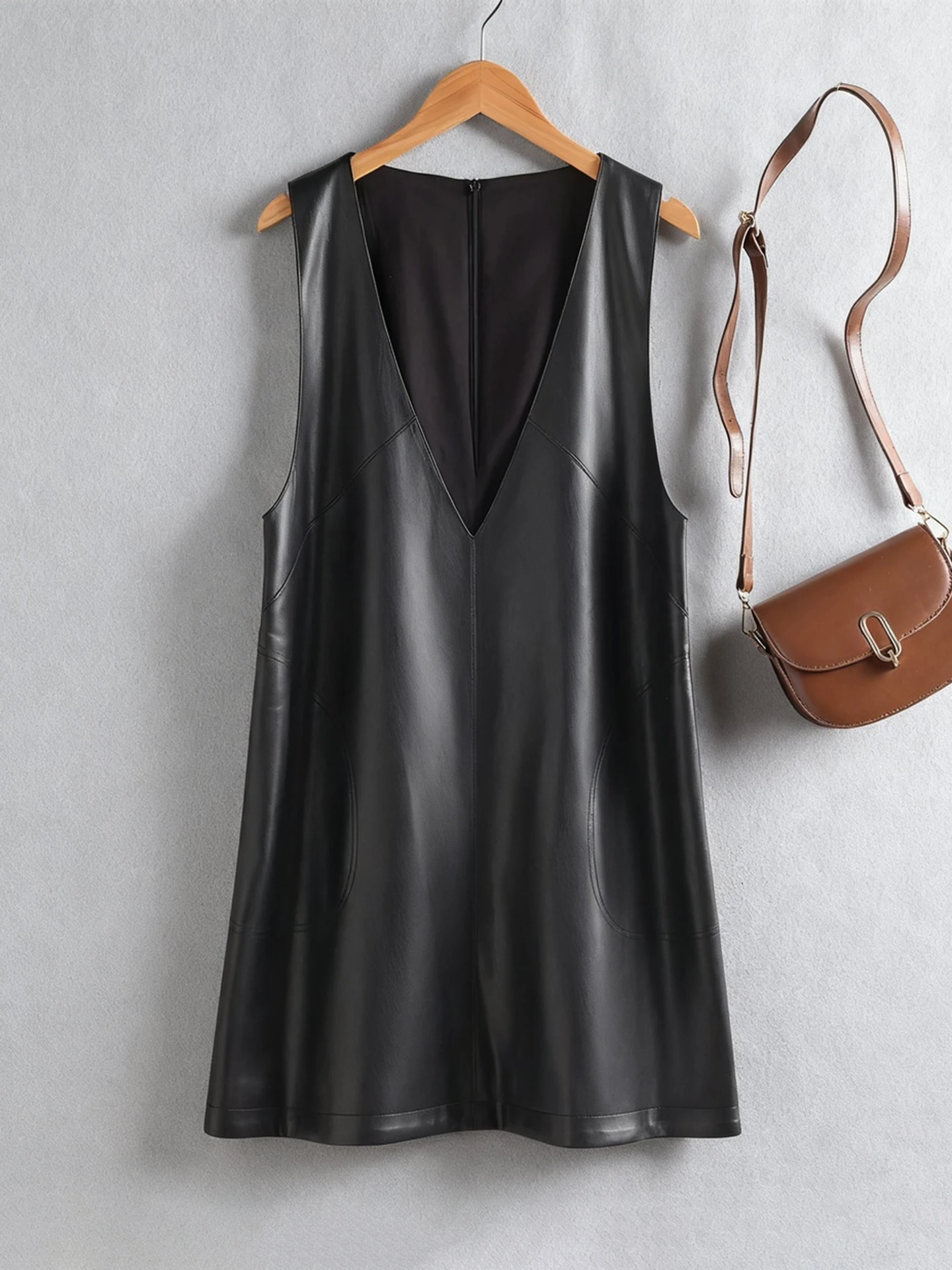 

Жилет из натуральной кожи Ning, женский, средней длины, из овчины, свободного кроя, стройнящий, класса люкс, новинка 2025 года, универсальный, в стиле юбки-жилетки