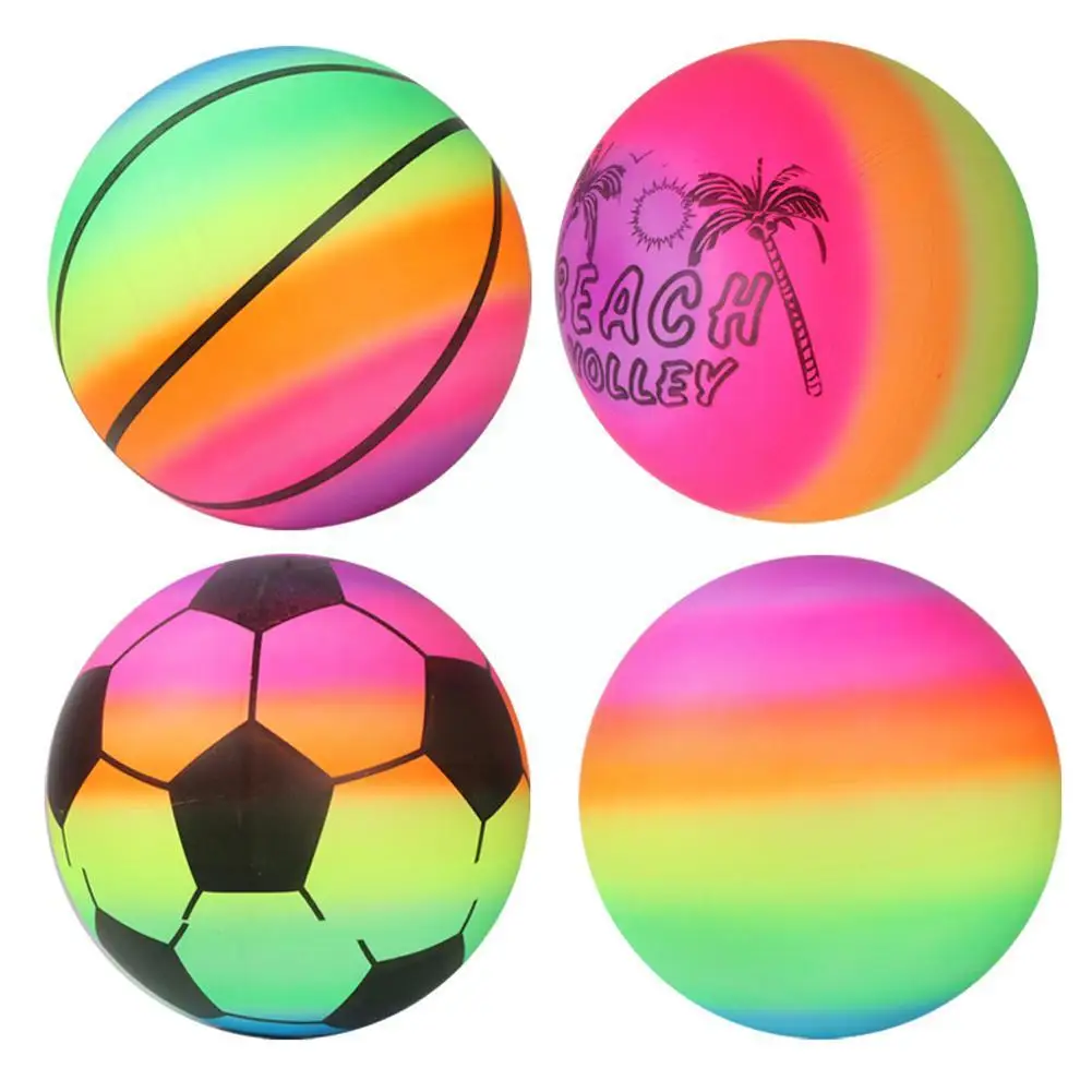 Pelota de arcoíris respetuosa con el medio ambiente para niños, juego de interior y exterior, pelota de cuero suave y elástica, regalos de fiesta, 3 uds.