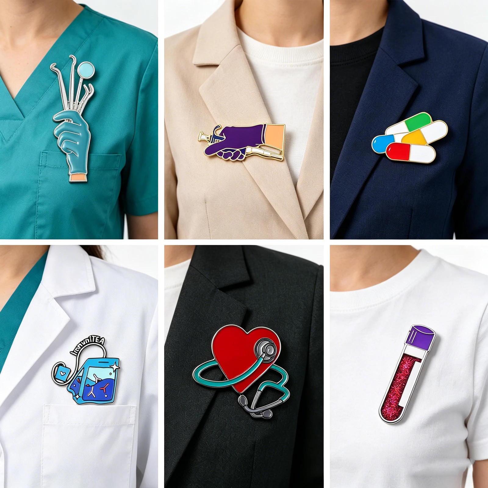 Medical Stethoscope Enamel Brooch Pin Cartoon Heart And Blood Test Capsule Badge Nursing-Themed Jewelry Doctor And Nurse Gifts