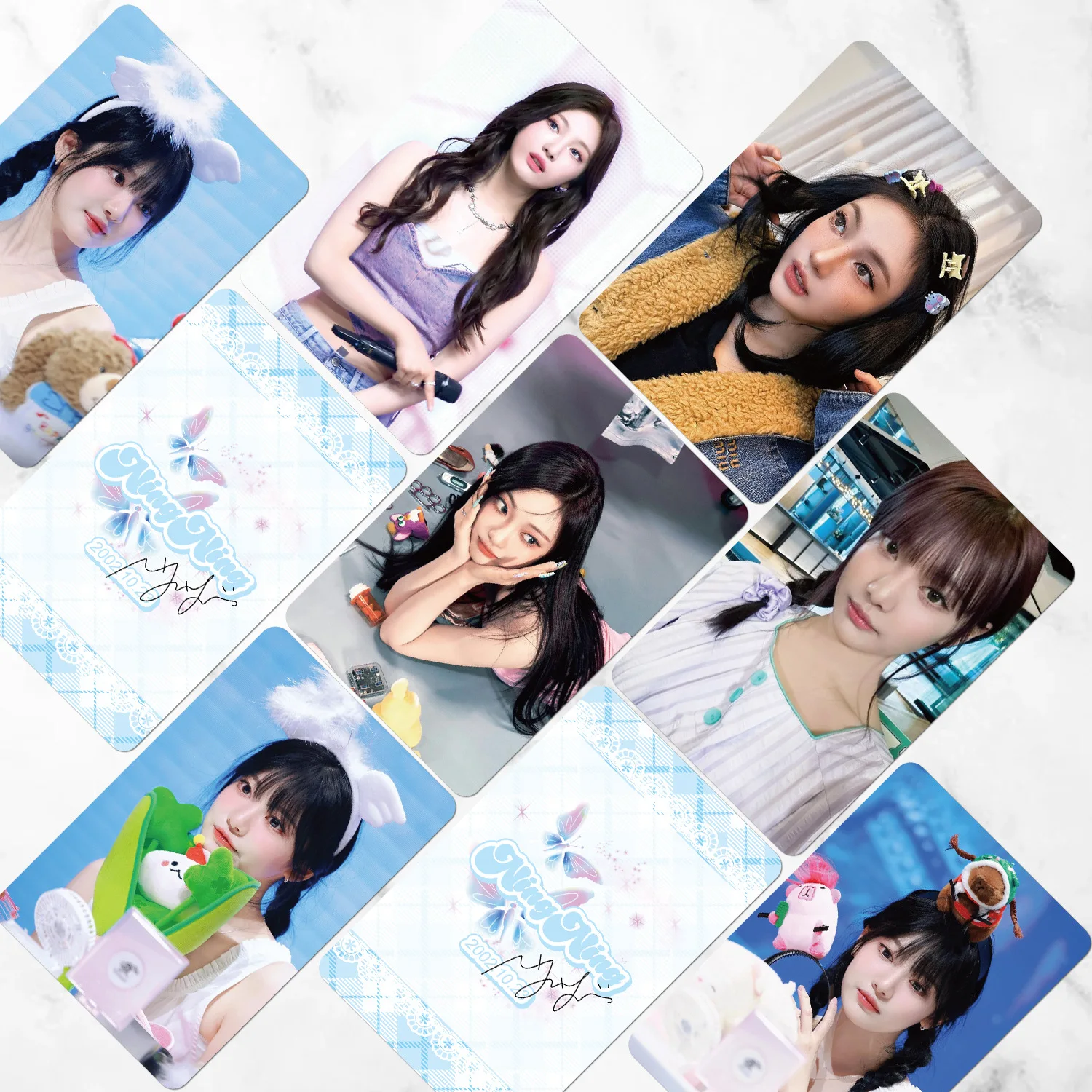 55pcs Kpop NINGNING Idol Laser LOMO Card Star Peripheral Special Photocards Fans Collection Cards Commemorative Postcards