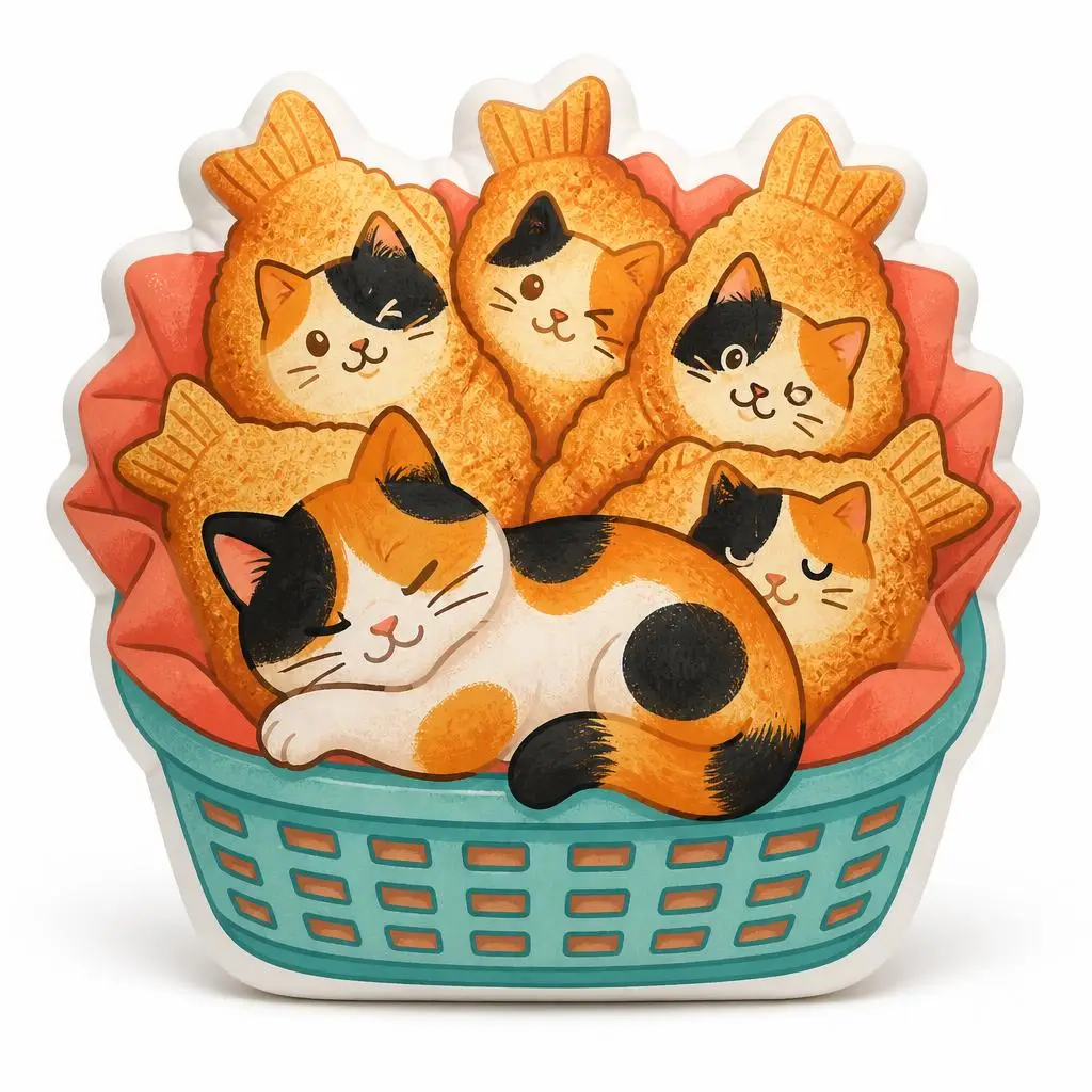 Calico Cat Tempura Basket Shaped Throw Pillow Funny Cat Lover Cushion Stuffed Decorative Pillow for Sofa Home Decor Gift
