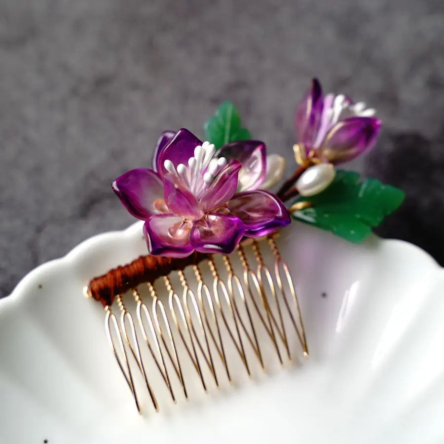 Classic Hair Combs Chinese Hanfu Hair Accessories Floral Pearl Hairpin Girls Vintage Side Pins Ancient Wedding Hair Jewelry