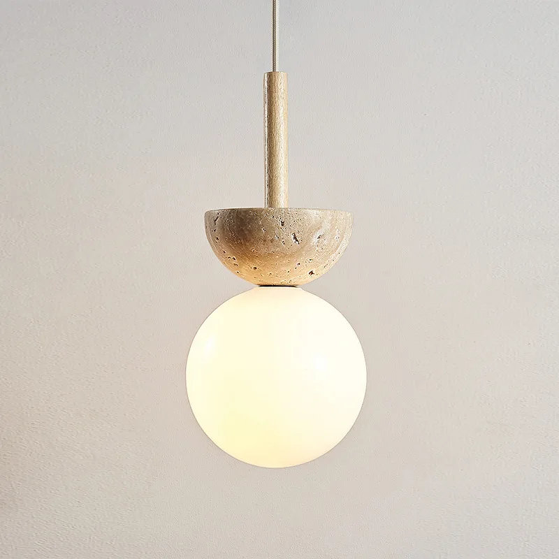 Cream Wind Yellow Cave Stone Pendant Nordic Creative Decor Lighting Fixtures for Bedroom Bedhead Coffee Shop Study Luminaire