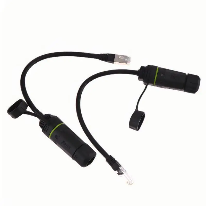 【Y】Waterproof RJ45 8P8C Network Pass-through Head Connector Male to Female Adapter Extension Cord for Secure Data Transmission