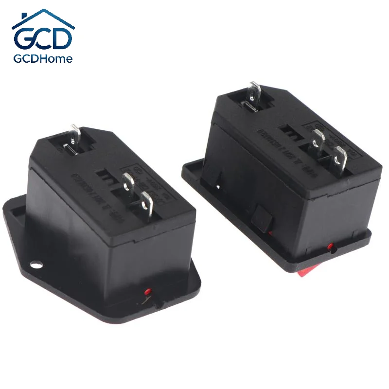 IEC320 C14 AC Power Socket with Red LED Rocker Switch 10A 250V 3 Pin for DIY 3D Printer Power Access