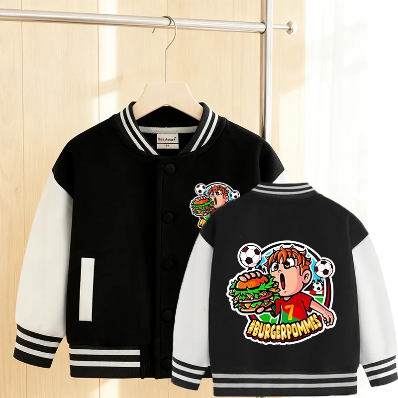 

Burgerpommes Icrimax куртка для мальчиков аниме мультфильм бейсбольное пальто с принтом уличная мода крутая повседневная спортивная одежда топы одежда подарки