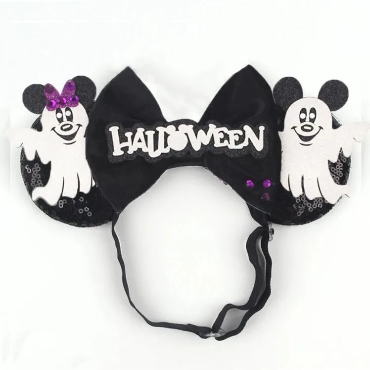 Adjusting Mickey Ear Elastic Headband Halloween Decoration Children\'s Nylon Headband Birthday Girl Hair Accessories