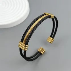 New three-layer steel wire mesh gold-plated stainless steel bracelet 18K, high quality waterproof couple bracelet, wife gift