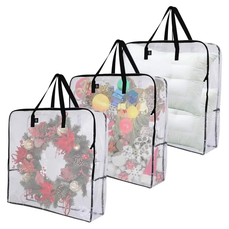 

Christmas Wreath Storage Bags 3 Pcs Transparent Storage Bags Holiday Wreath Storage Bags for Home Holiday Party Storage