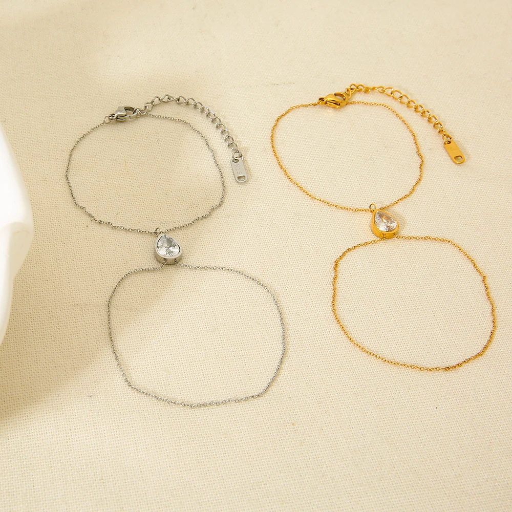 

18K Gold Plated Cubic Zirconia Stone TD Hand Chain Bracelet for Women Trendy Ring Bracelet Hand Chain Body Jewelry